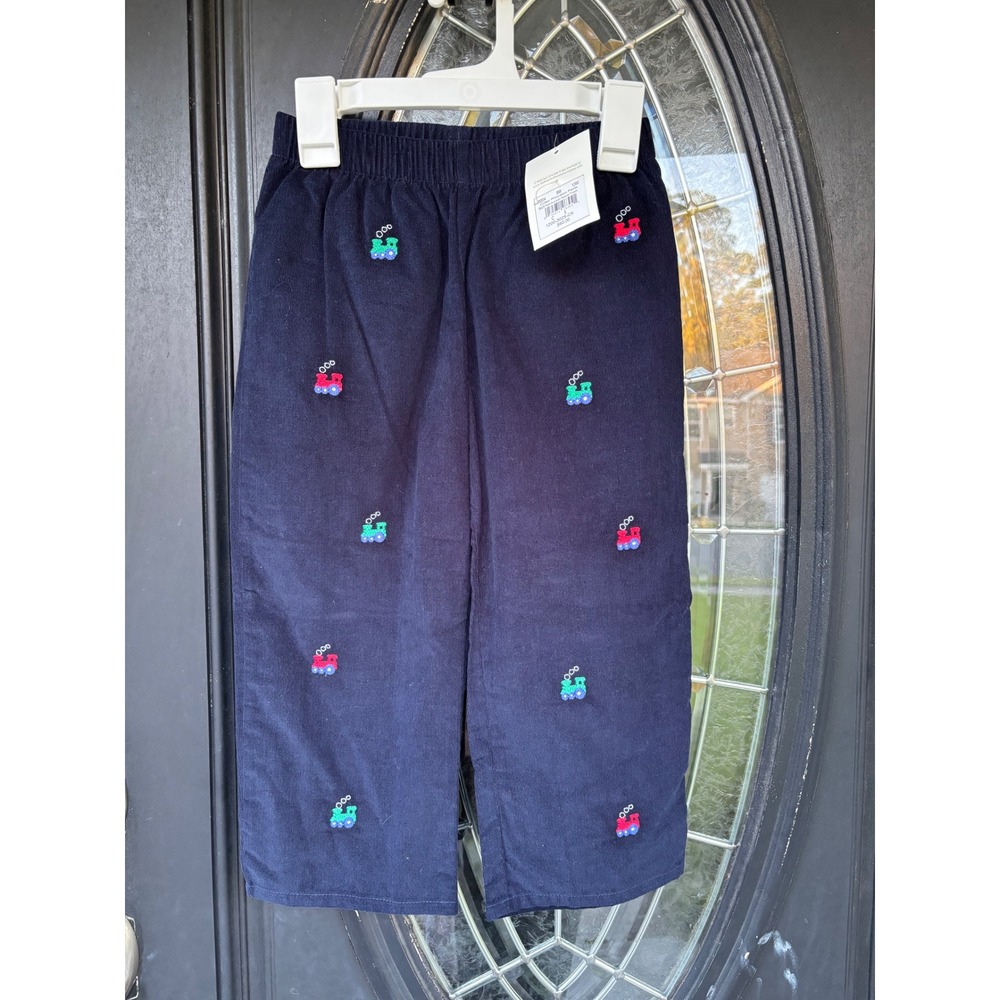 Beaufort Bonnet Company Boys Nantucket Navy Train Critter Princeton Pants 5 NEW